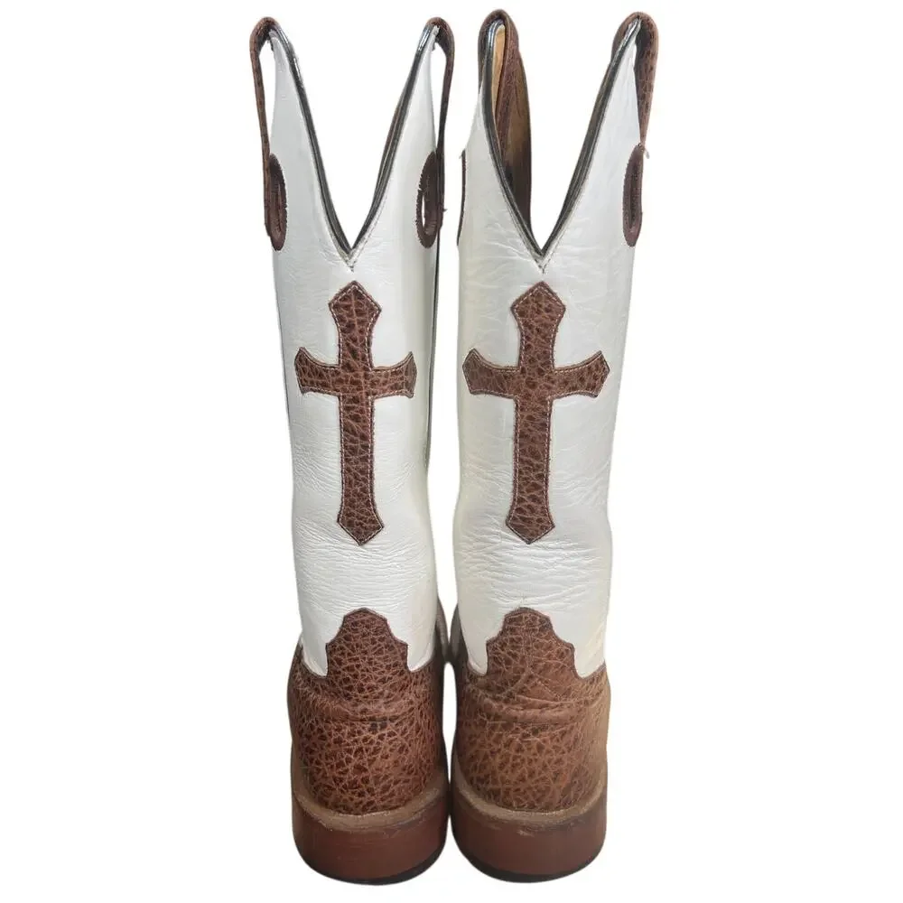 Anderson Bean Horsepower Men’s White Cross Cowboy Boots Size US 8 D